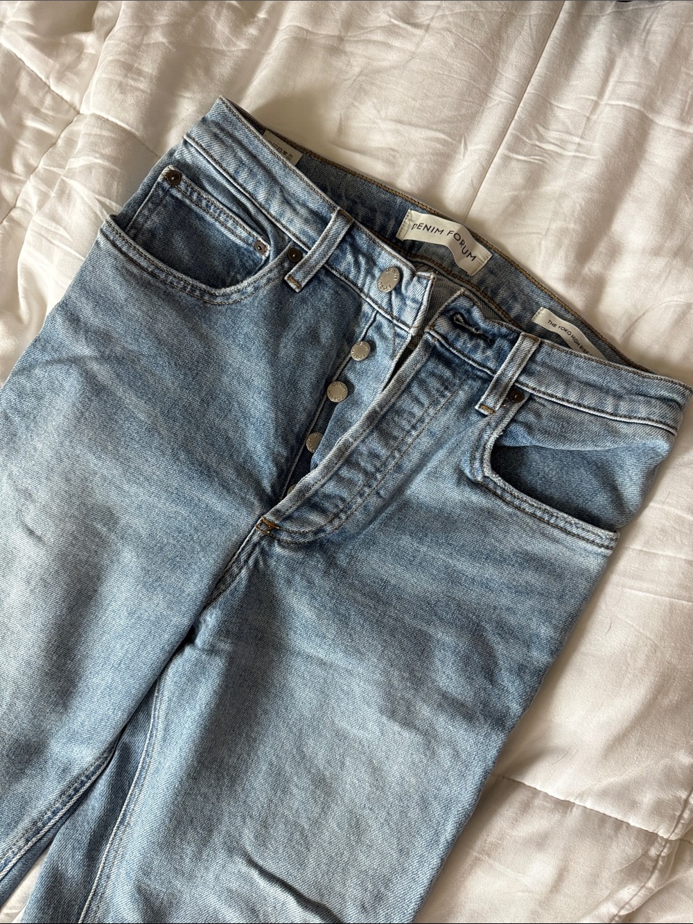 Denim Forum Light Wash The Yoko High Rise Slim Straight Jeans (Long)